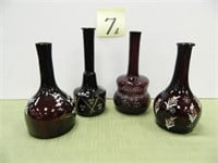 (4) Vintage Purple Amethyst Barber Bottles w/