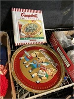 Campbell’s recipe book and tin platter