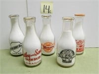 (5) 1 Qt. Milk Bottles - (1) Beltz's, Bangor,