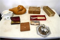 Vintage Razors, Shaving Kit, Wood Box, Etc