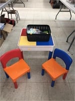 Kids Lego Table, Chairs, Duplo Blocks