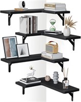 AMADA Corner Floating Shelves Set of 4  Black