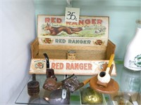 Red Ranger Adv. Box, (5) Smoking Pipes,