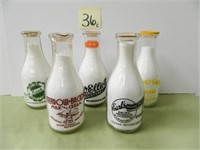 (5) 1 Qt. Milk Bottles - Locust Grove, Earl's,