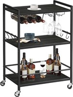 TUTOTAK Bar Cart  Wine Rack  Black