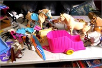 Large Assortment Barbie Horses, Etc