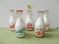 (5) 1 Qt. Dairy Bottles - H.F. Wolfe, Willow Farm,