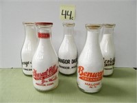 (5) 1 Qt. Milk Bottles - Frederick's, Benware,