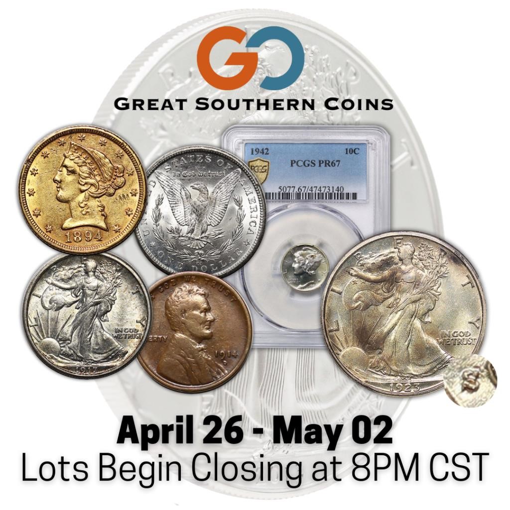 Apr 25- May 02 | Rare US Coins + 1923-S Walking Liberty 50c!