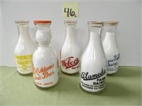(5) 1 Qt. Milk Bottles - Kembrook, Weber's,