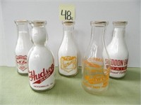 (5) 1 Qt. Dairy Bottles - Webster, Maloy, Saddon,