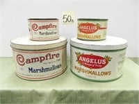 (4) Advertising Marshmallow Tins - (2) Campfire &