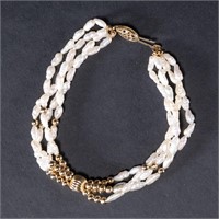 14k Gold Four Strand Pearl Bracelet