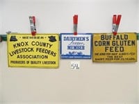 (3) Vintage Tin Signs - Buffalo Corn Gluten Feed,