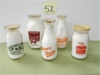 (5) Milk Bottles - Colombo, Willow Farms, Anson's,