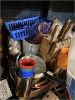 kitchen gadgets and saucepans