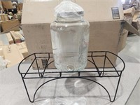 Incomplete: 1 Glass Drink Dispenser with Stand
