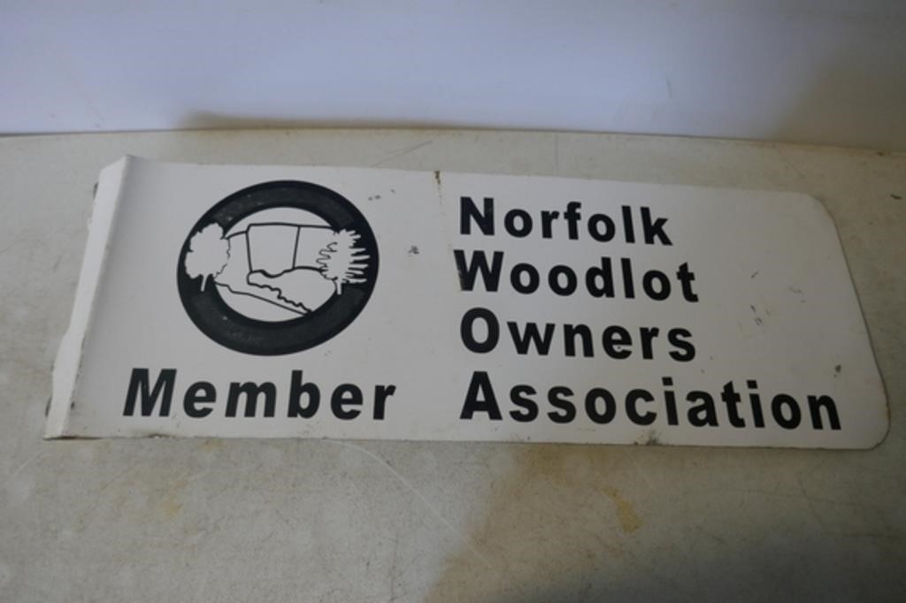 Norfolk Woodlot Owners Double Sided Tin Sign