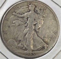 Silver 1945d walking liberty half dollar