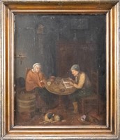 19th c. Dutch School Oil Interior Genre Scene