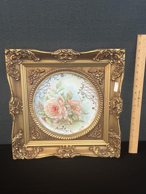 Gold Gilt Framed Hand Painted Charger
