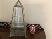 Opium bottle/glass and brass display case