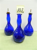 (3) Cobalt Blue Barber Bottles