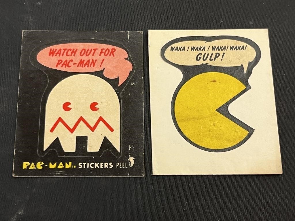 2 1980 Fleer Pac-Man Sticker Cards