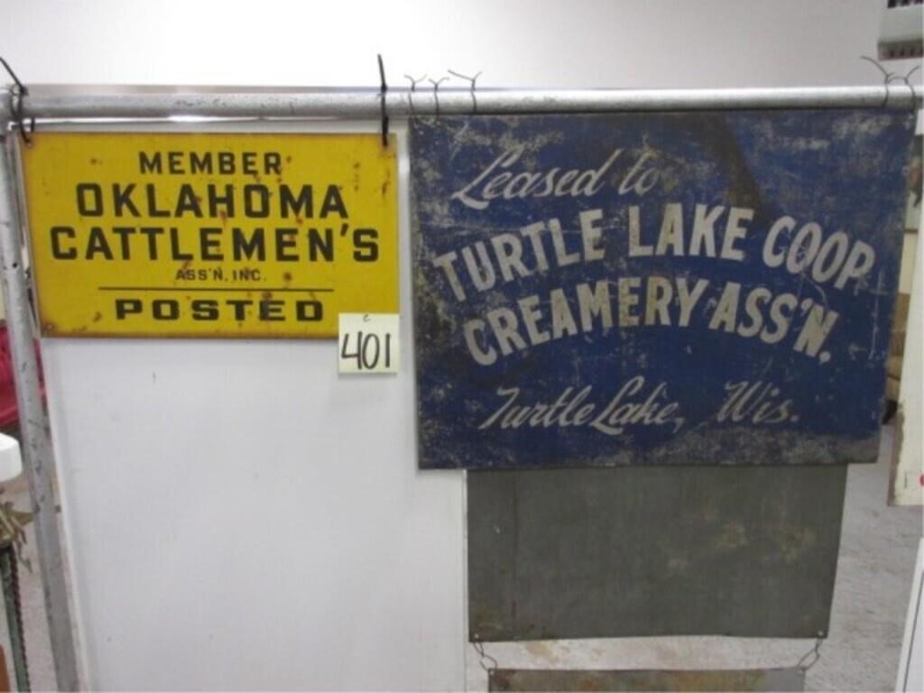 (2) Vintage Metal Signs - Oklahoma Cattlemen's &