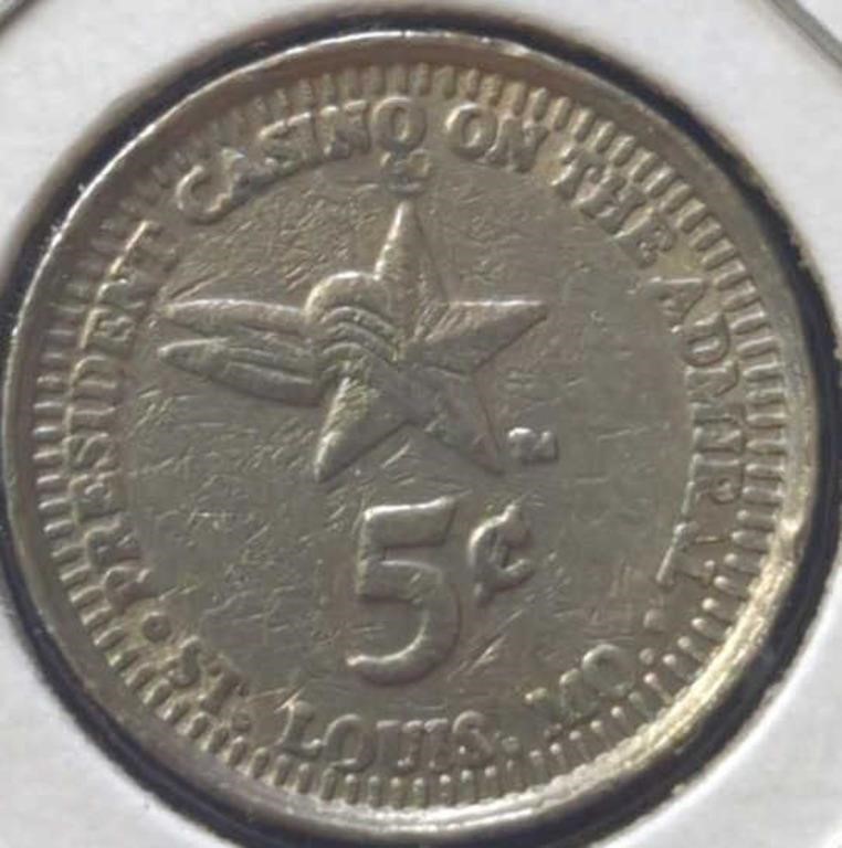 Casino on the admiral 5 cent gaming token St