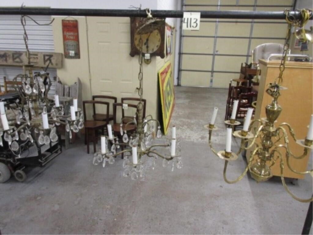 (2) Vintage & (1) Brass Chandeliers