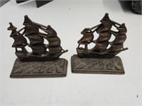 VNTG Solid Brass Clipper Ship Nautical Book Ends