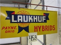 Laukhuf Hybrids Double-Sided Tin Sign - Payne, OH.