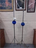 (2) Lightning Rods w/ Cobalt Blue Balls