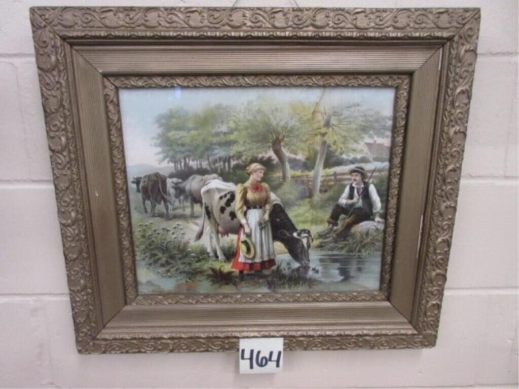 Late 1800's Before Marriage Framed Lithrograph