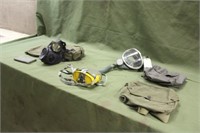 (2)Military Gas Mask & Assorted Gas Mask Bags