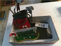 Golf Picture Frame / Golf Bag Bar Set Lot
