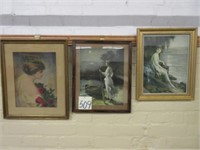 (3) Framed Victorian Lady Pictures -