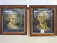 Pair Of Vintage Martha & George Washington Framed-