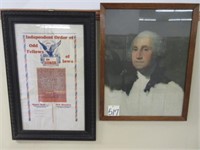 George Washington Framed Picture & Odd Fellows -