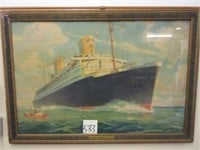 North German Lloyd Ship Scene Framed Picture