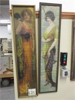 (2) Pabst Yard Long Girl Framed Pictures