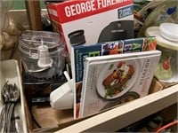 food processor George Foreman and cookbooks