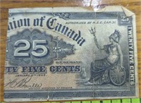 1900 Canada 25 cent bank note partial