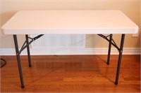 Folding 4 Ft White Table with Metal Legs