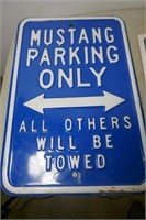 Tin Mustang Parking Sign 121"x18"