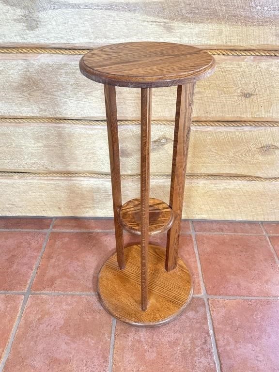 32 inch solid oak plant stand