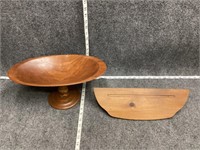 Wooden Bird Bath and Shelf Bundle