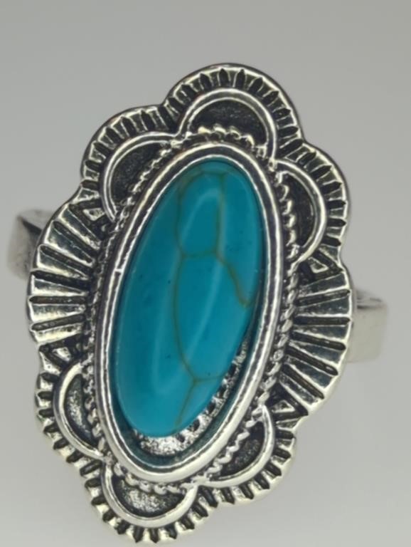 925 stamped turquoise style ring size 6.75