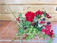 Wicker basket with floral decor